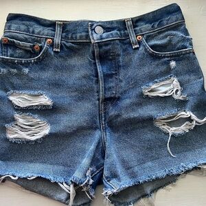 Levi’s Distressed Blue Denim Shorts